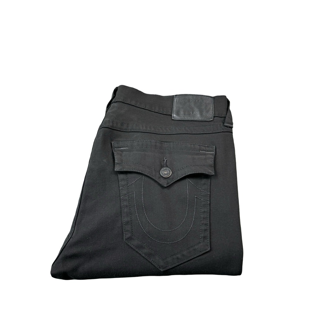 True Religion Black Stitch Geno‎ Denim Straight Fit Jeans Size 38x31